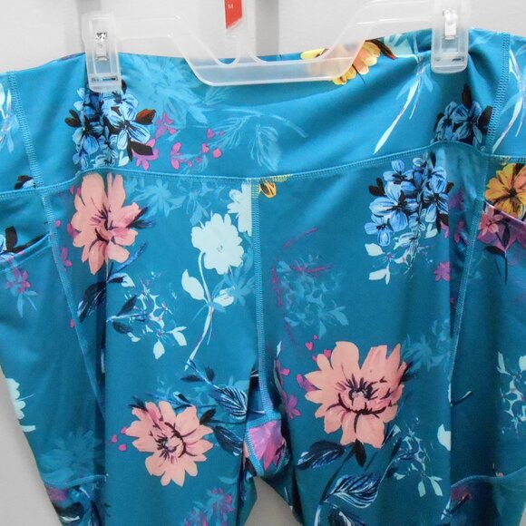 Tek Gear Workout Gear Women's Teal Blue Floral Print Gym Pants-Size 3X - Picture 2 of 4